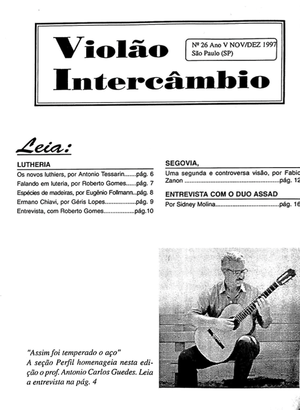 Revista Violão Intercâmbio - n 26 ano V - nov/dez 1997