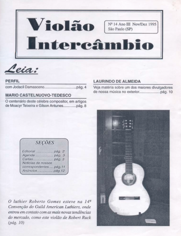 Revista Violão Intercâmbio - n 14 ano III - nov/dez 1995