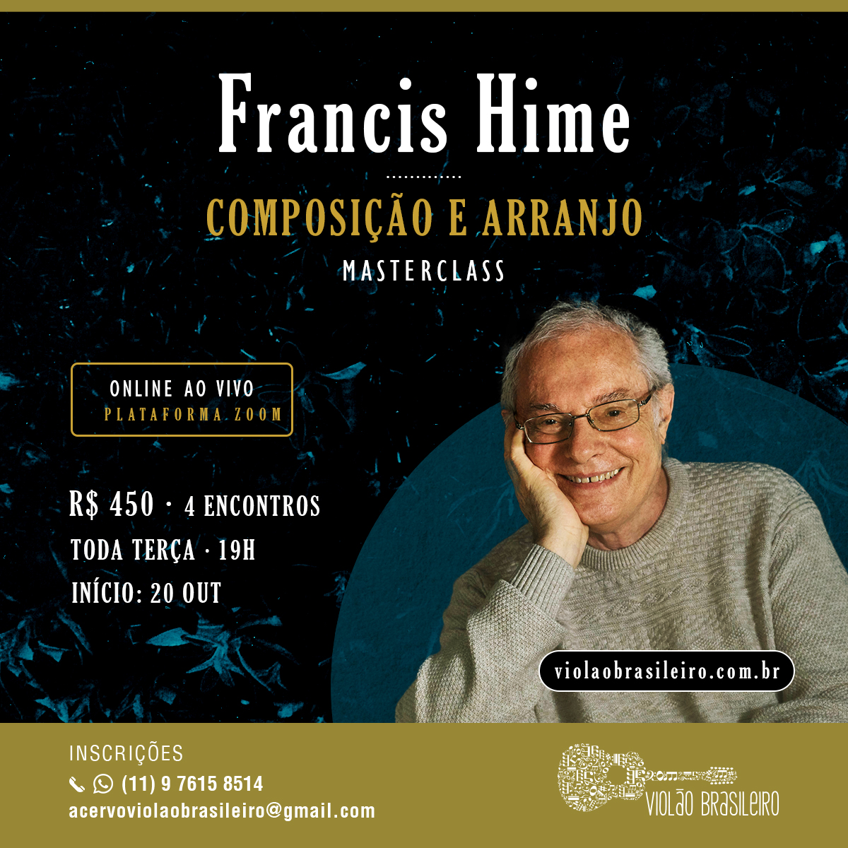 Aulas com Francis Hime começam em 20 de outubro. Inscrições abertas