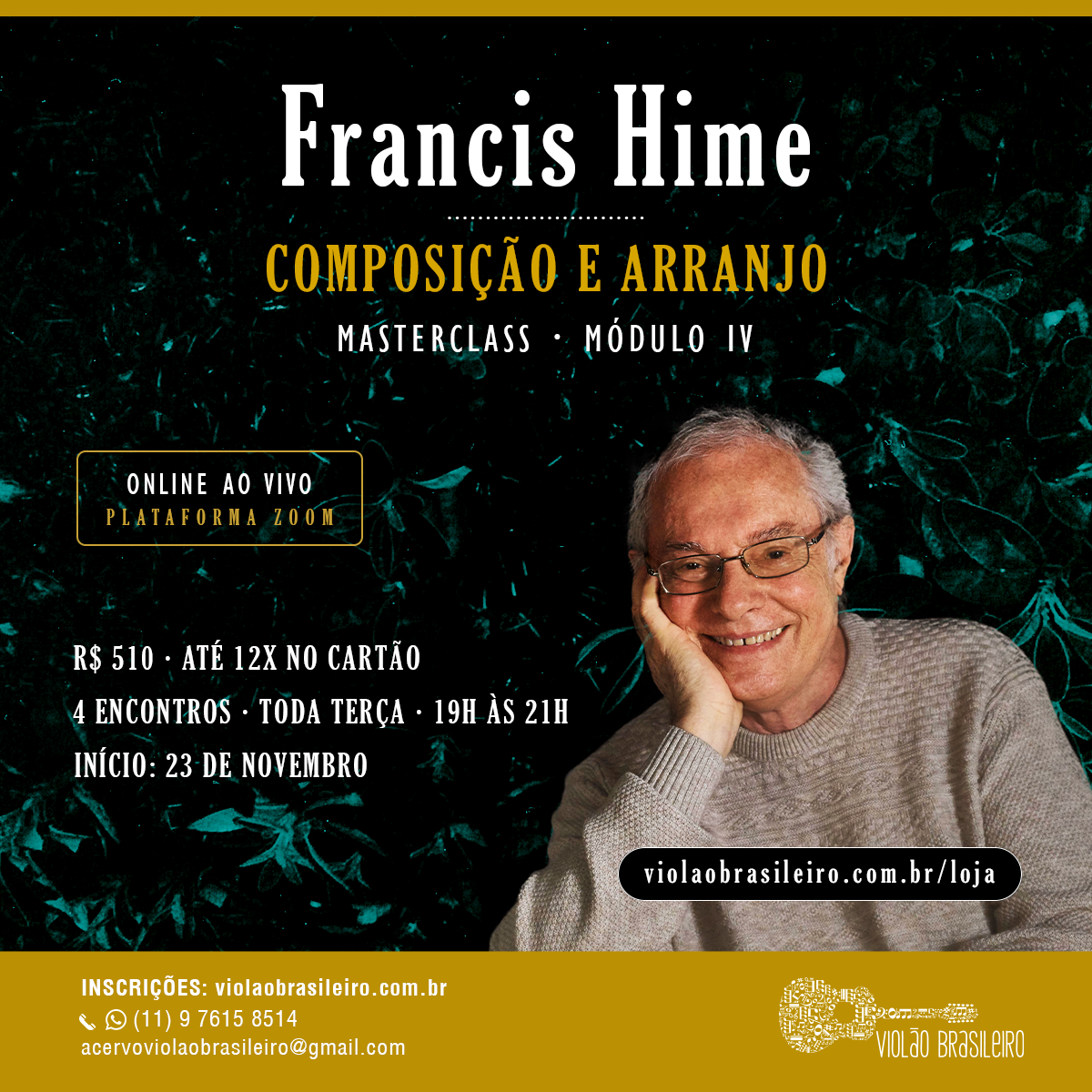 Francis Hime inicia novo curso de composição e arranjo nesta terça (23/11) - curso Francis Hime