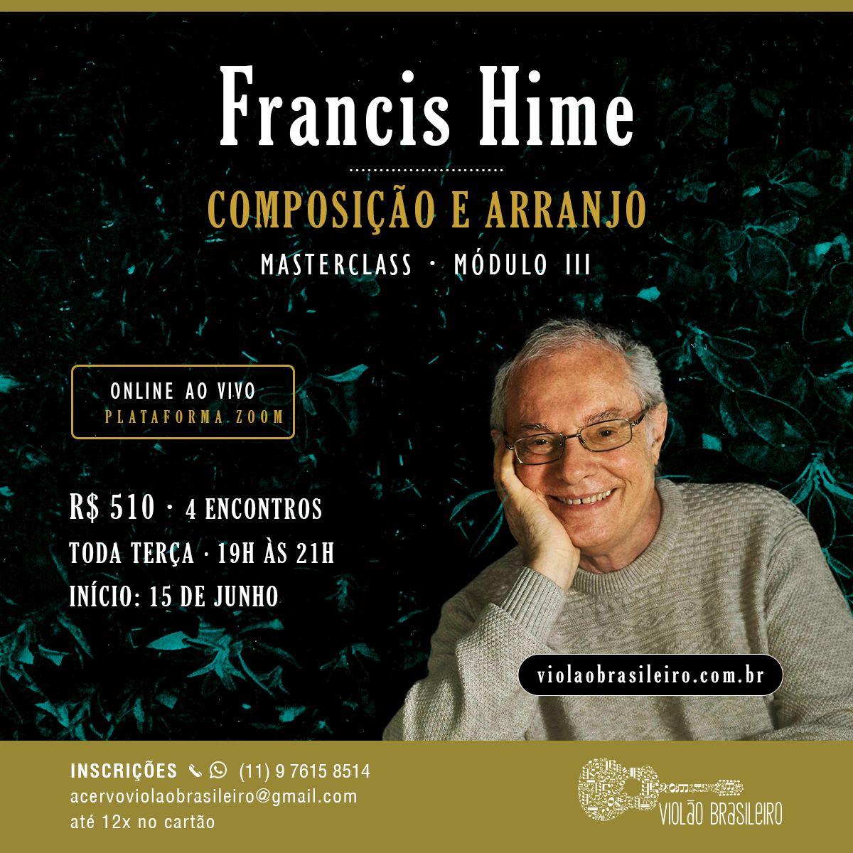 Francis Hime abre novo curso sobre suas composições, arranjos e histórias musicais - banner curso
