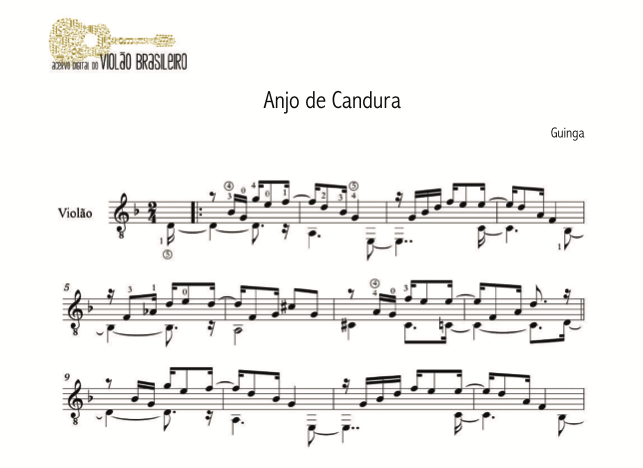 Guinga inicia curso online ao vivo nesta segunda (21/09). Inscrições abertas - detalhe partitura Anjo de Candura Guinga