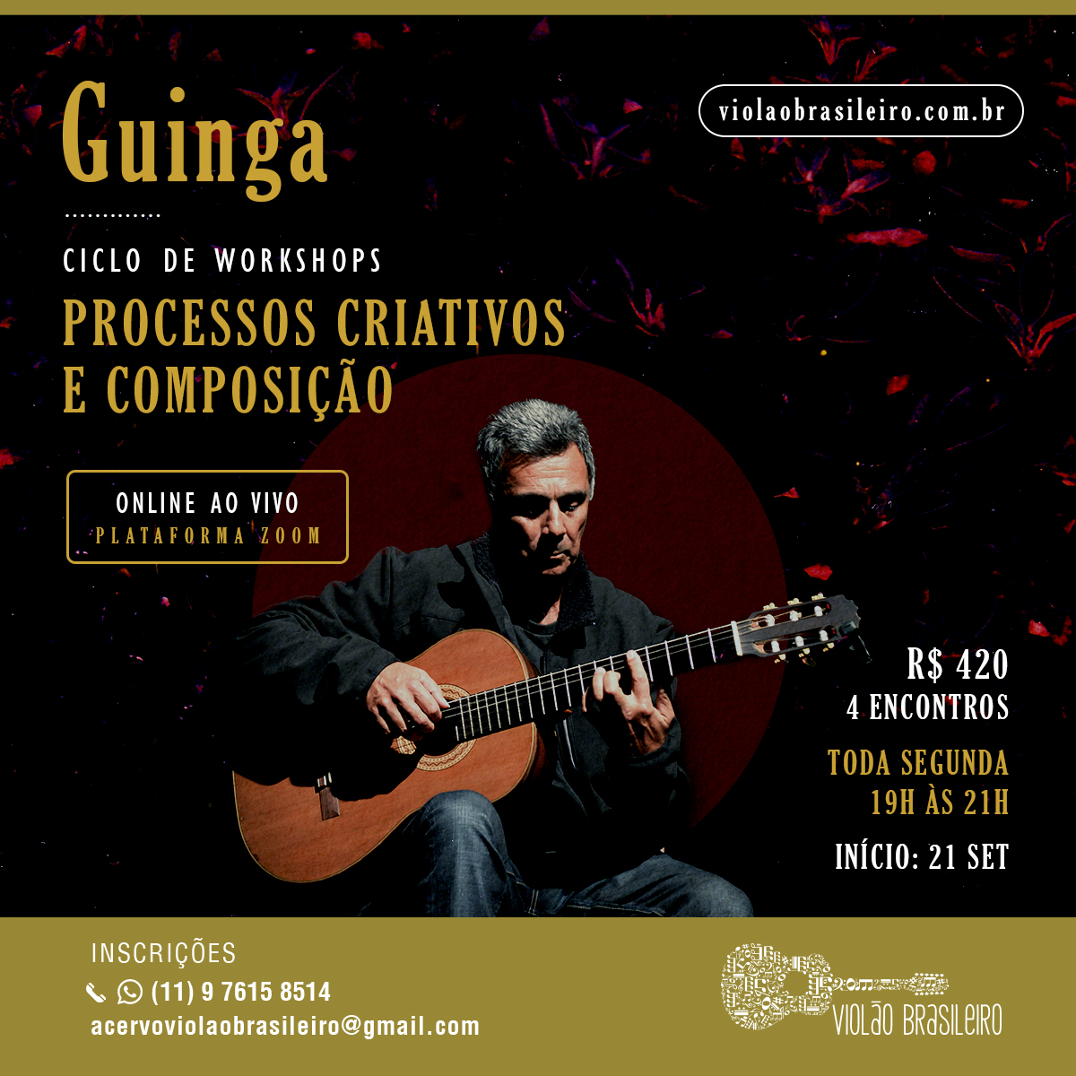 Guinga inicia curso online ao vivo nesta segunda (21/09). Inscrições abertas - banner