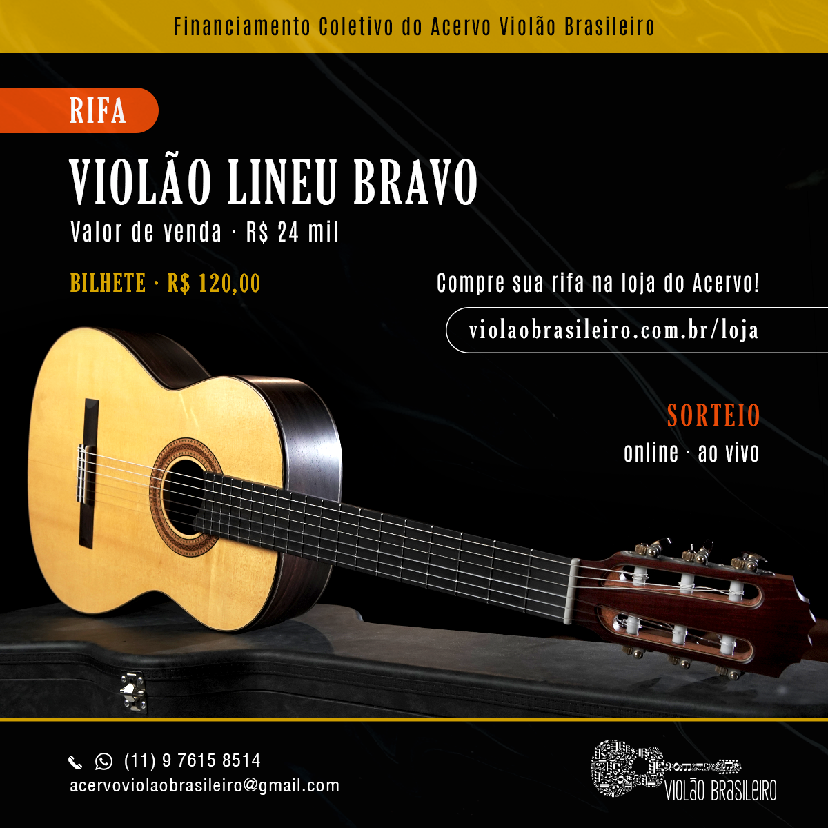 Novo modelo Lineu Bravo é tema da série Diário de um Violão - imagem rifa Lineu Bravo