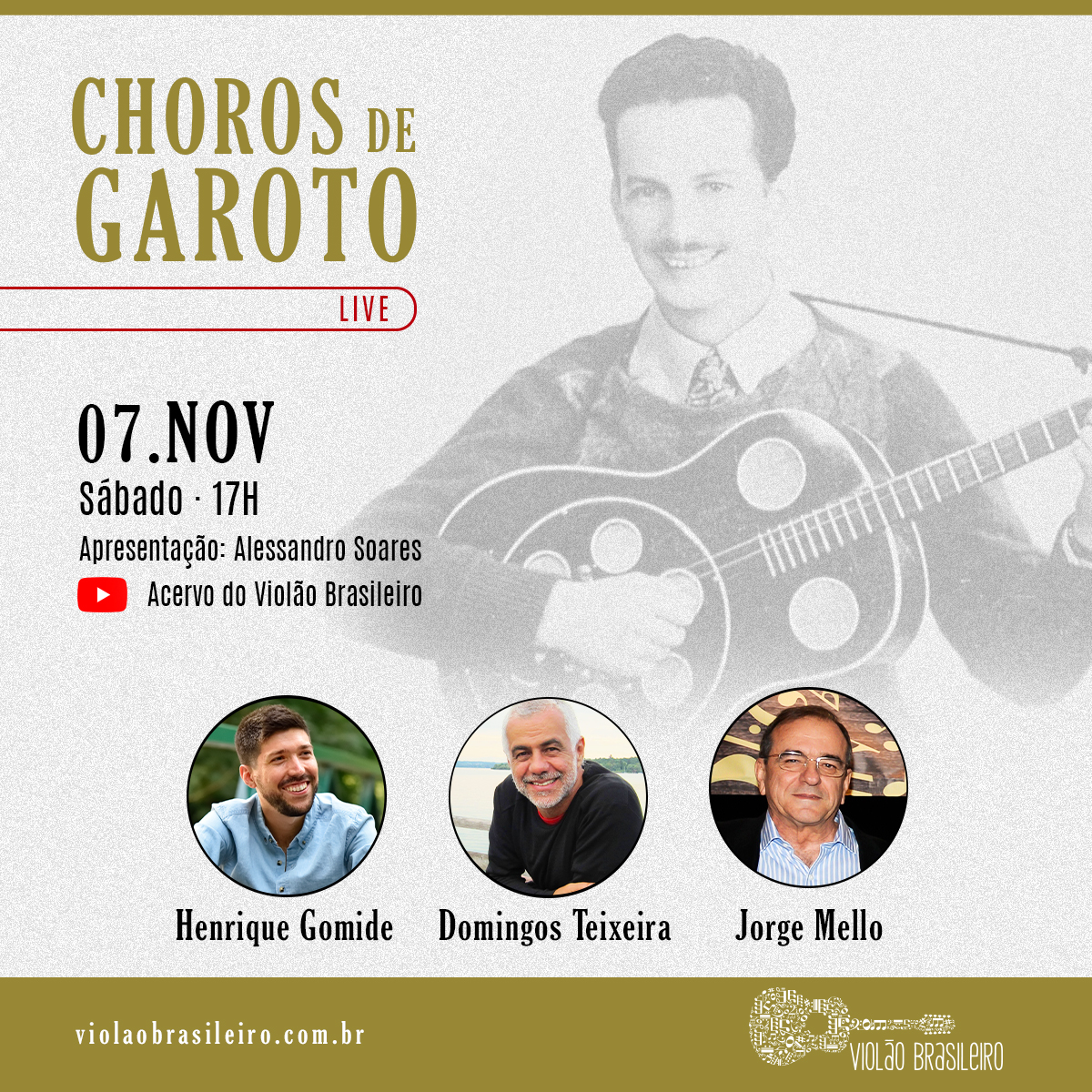 Música inédita de Garoto será lançada em live neste sábado (07) - banner live