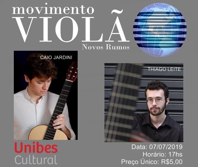 Caio Jardini e Thiago Leite tocam na série Movimento Violão Novos Rumos deste domingo