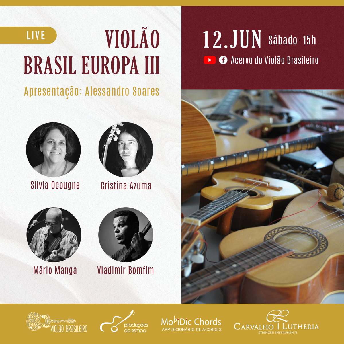 Violonista Silvia Ocougne participa de live com Mário Manga, Vladimir Bomfim e Cristina Azuma