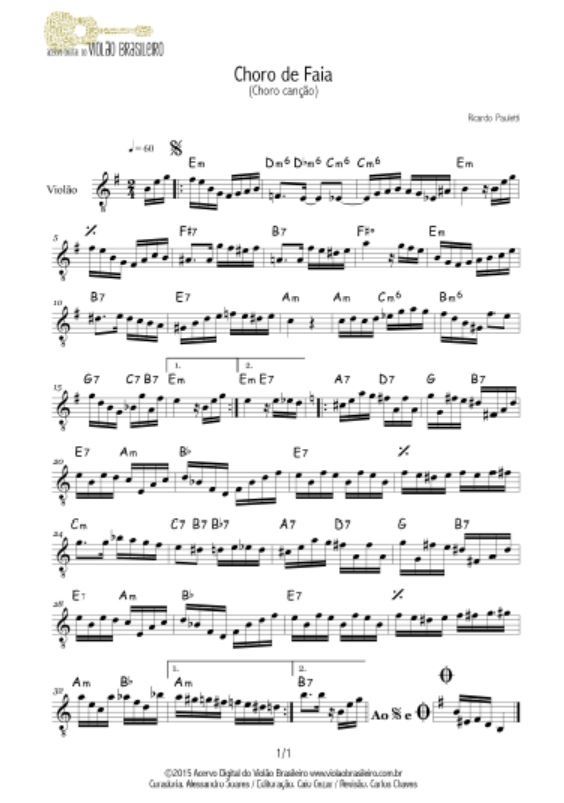 Choro de Faia (Ricardo Pauletti) - melodia e cifra