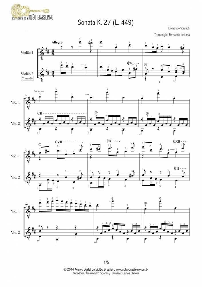 Sonata K.27 (L.449) (Domenico Scarlatti) - dois violões