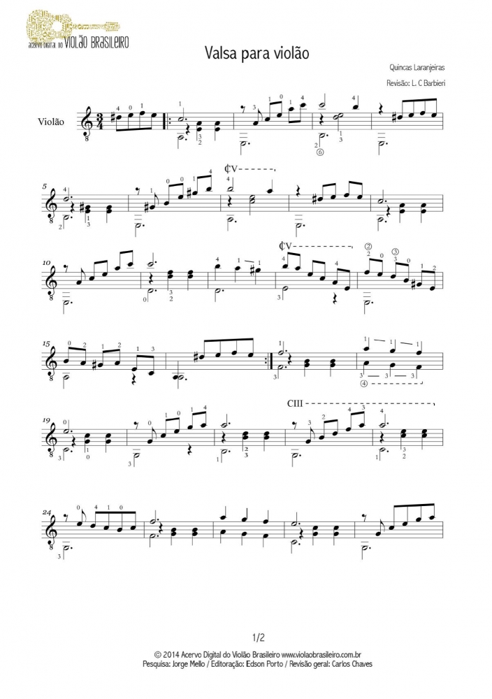 Valsa para violão (Quincas Laranjeiras) - violão solo